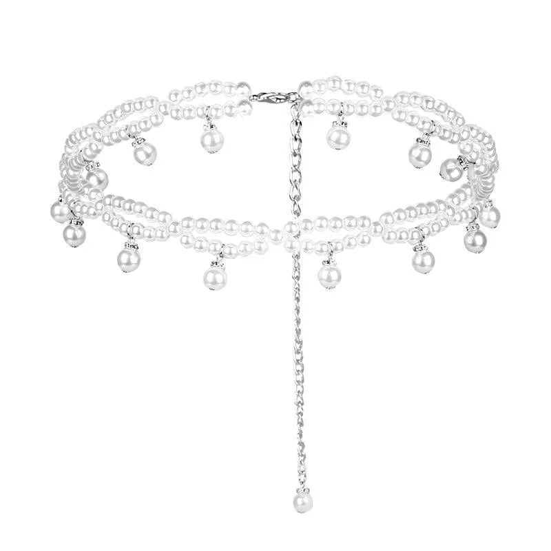Pearl Hand Woven Waist Chain Elastic Beaded Dress Accessories Waist Chain