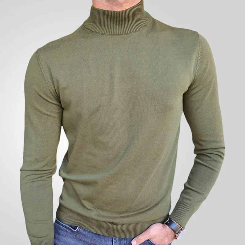 Uveng Uveng Men's Spring And Autumn Thin High-Necked Knitted T-Shirt Long-Sleeved Slim Sweater SY0145