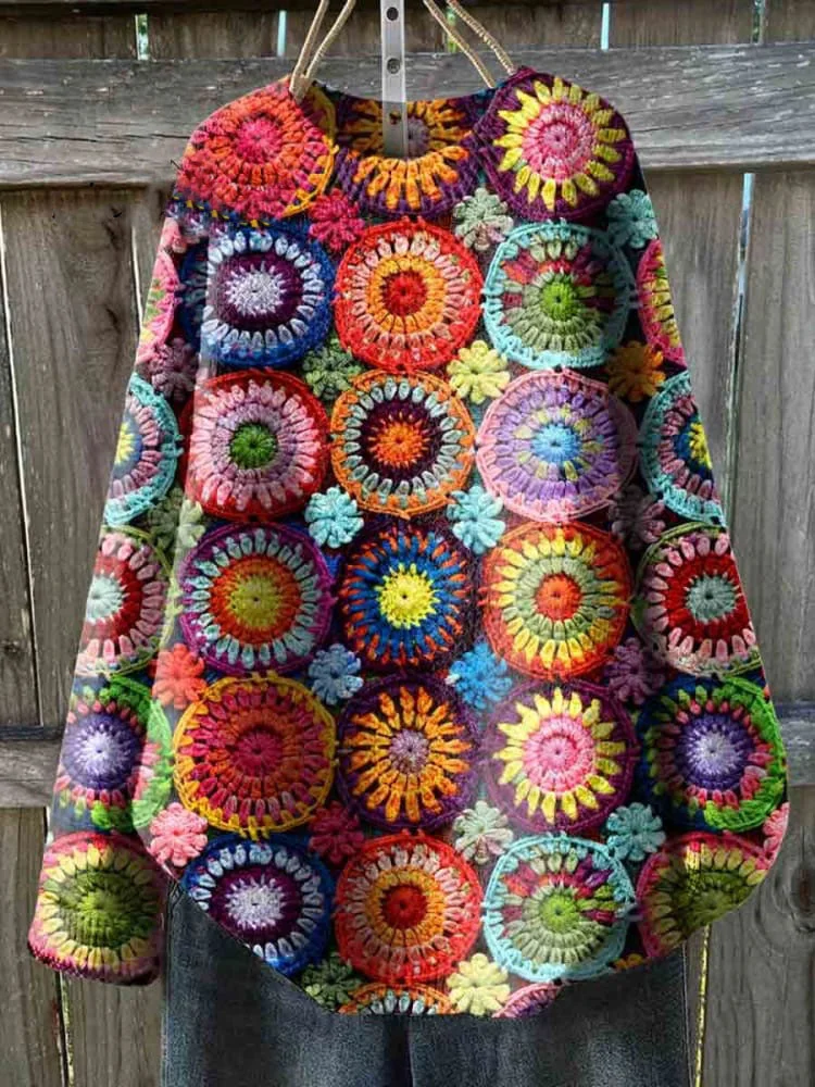 Colorful Funny Print Knit Pullover Sweater