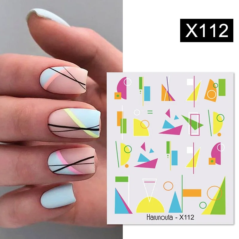 1PC Colorful Leaves Nail Water Decals Colorful Flower Leaf Water Transfer Sliders Nail Stickers For Nails Manicures Nail Wraps-Nail Inspo