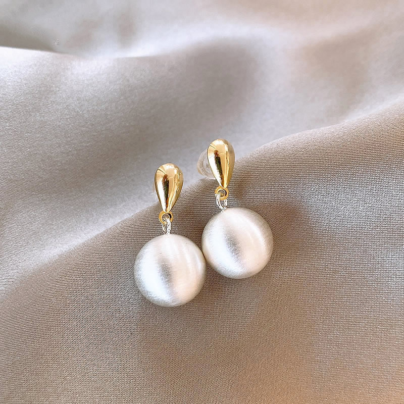 Groksage Design Sense Gold Silver Colour Contrasting Metal Brushed Ball Pendant Earrings Fashion Jewelry Unusual Accessories for Womens