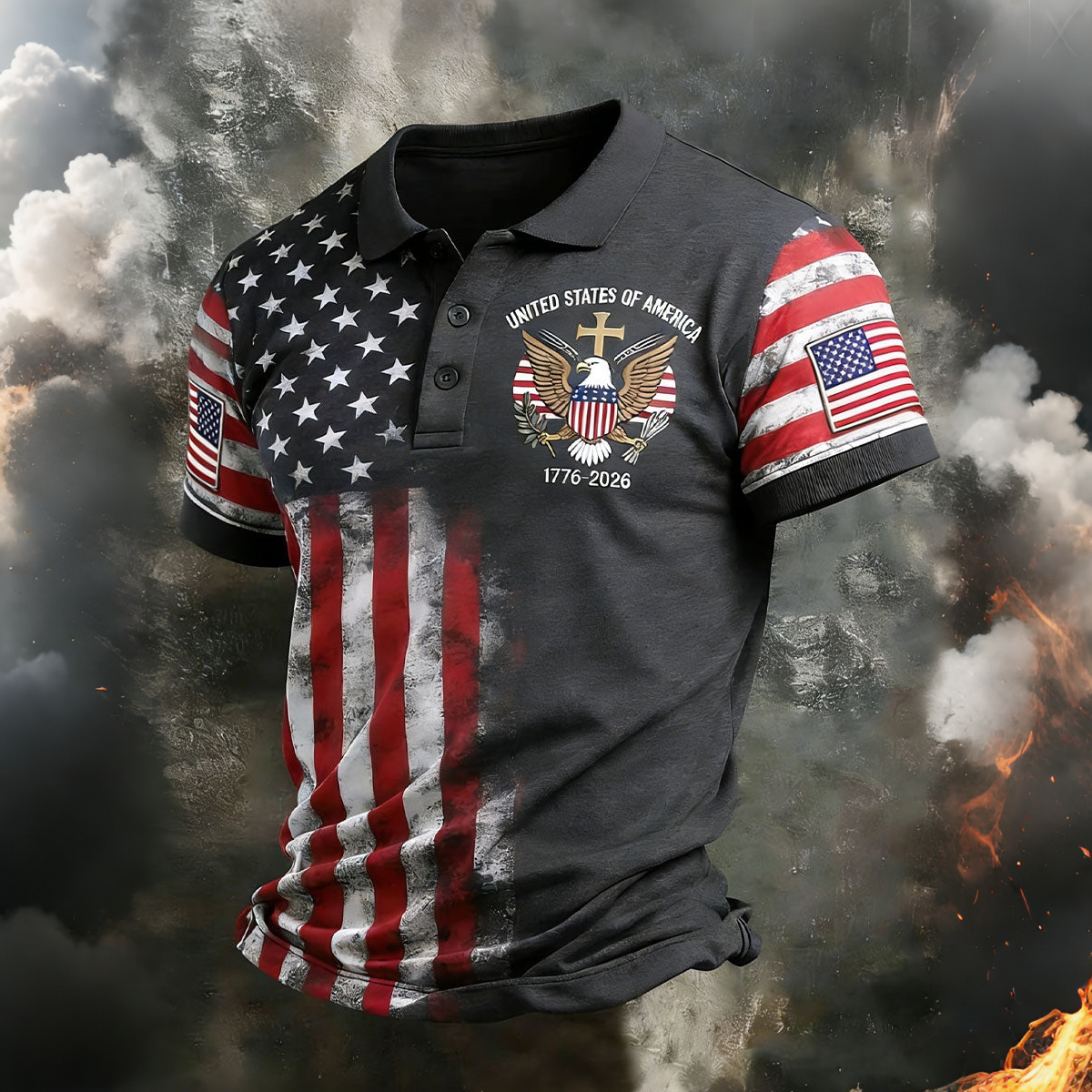  Men's United States 1776-2026 Commemorative Polo Shirt Westsshops