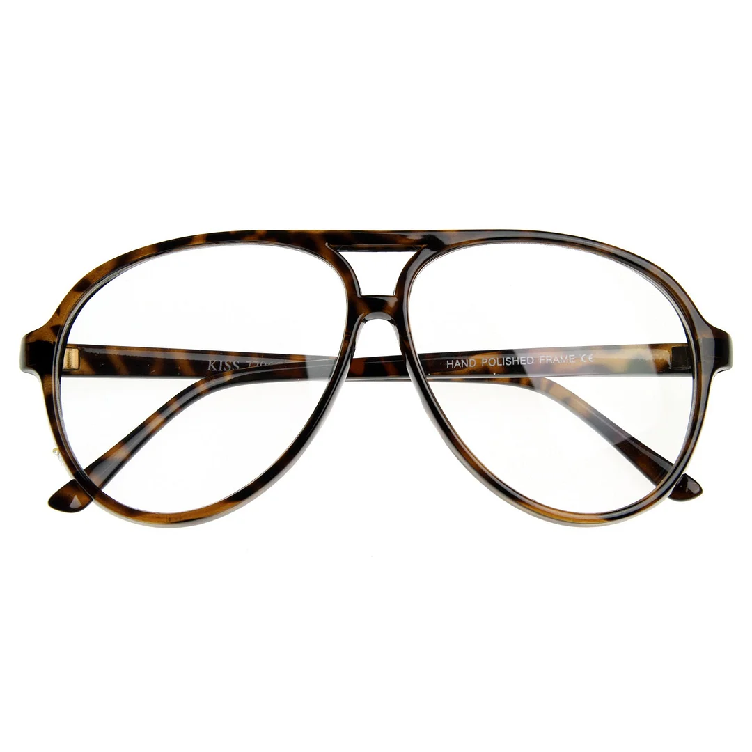 80s Retro Classic Vintage Large Bold Tear Drop Clear Lens Aviator Glasses 8062