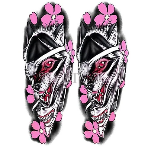 Japanese Devil Dark Sexy Pink Girl Big Size Color Arm Water Transfer Temporary Fake Tattoo Sticker For Men and Women