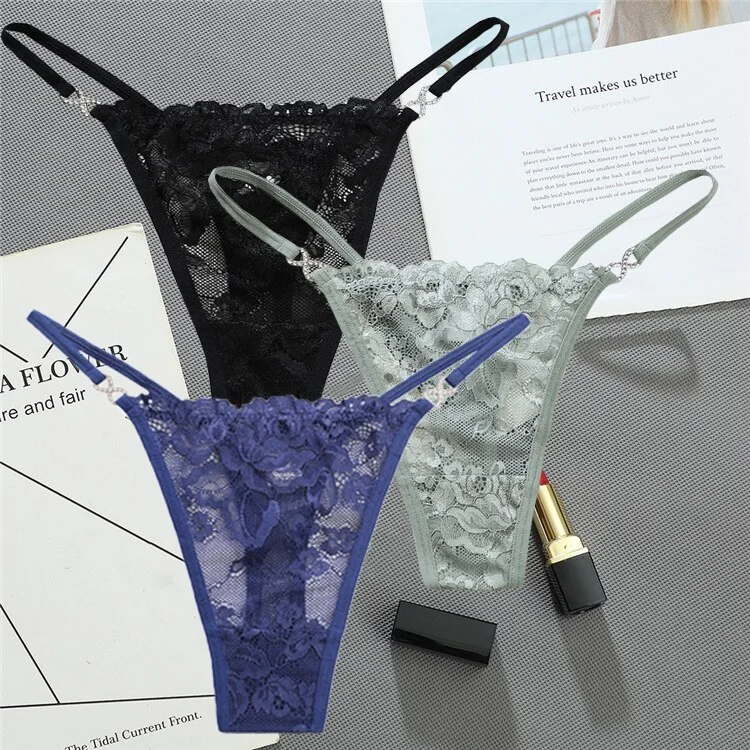 Billionm Women Lace Panties Thongs low Waist Mesh G-String T-Back Briefs Underwear Transparent Ladies Panties Sexy Lingerie