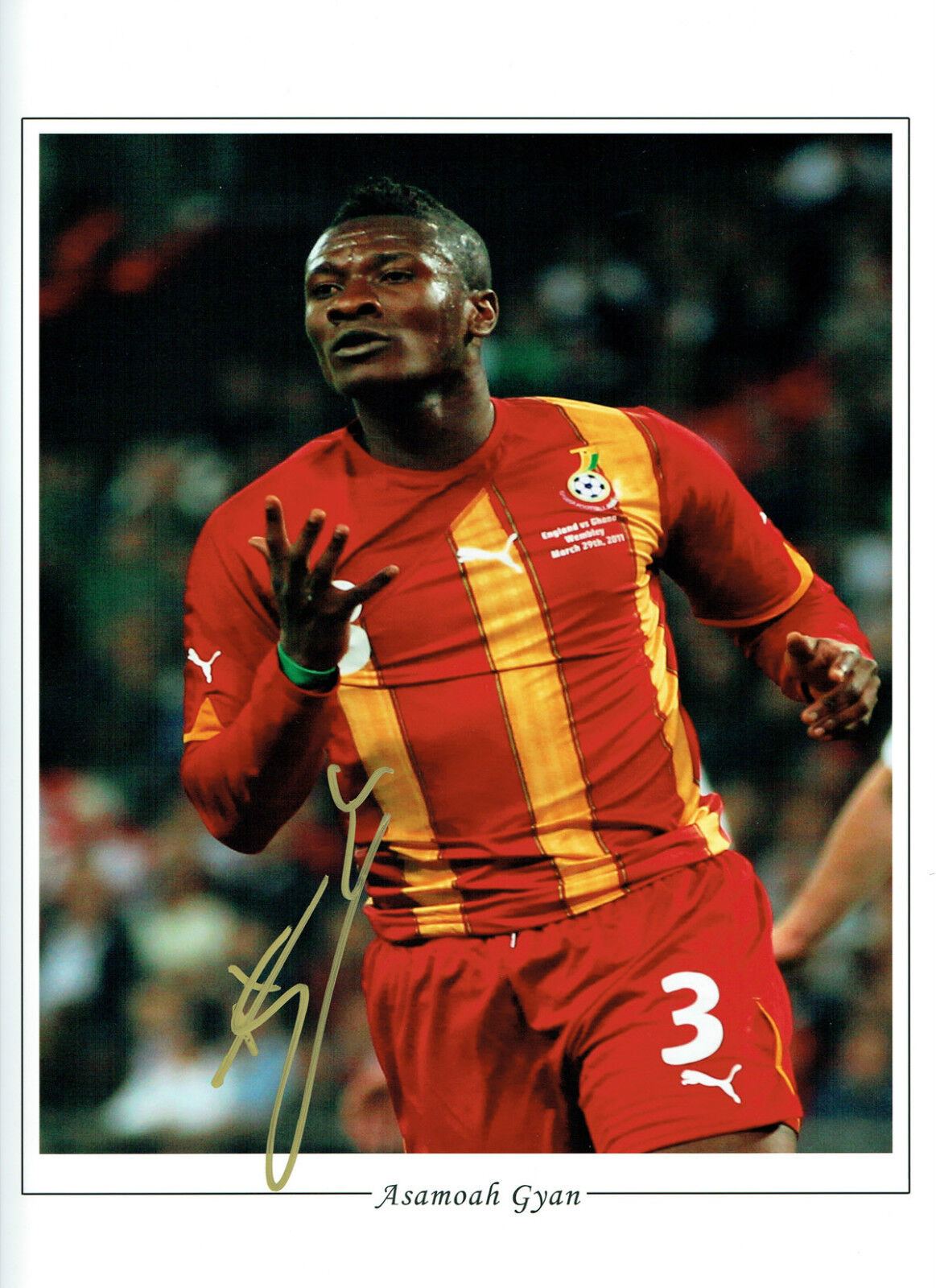 Asamoah GYAN Signed Autograph 16x12 Massive GHANA Photo Poster painting AFTAL COA