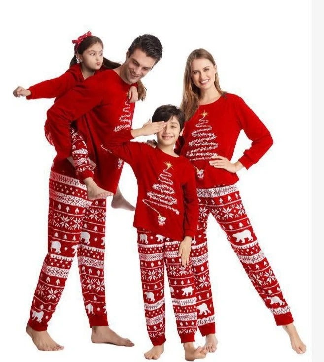 Christmas Family Two Tone Tree Print Pajamas