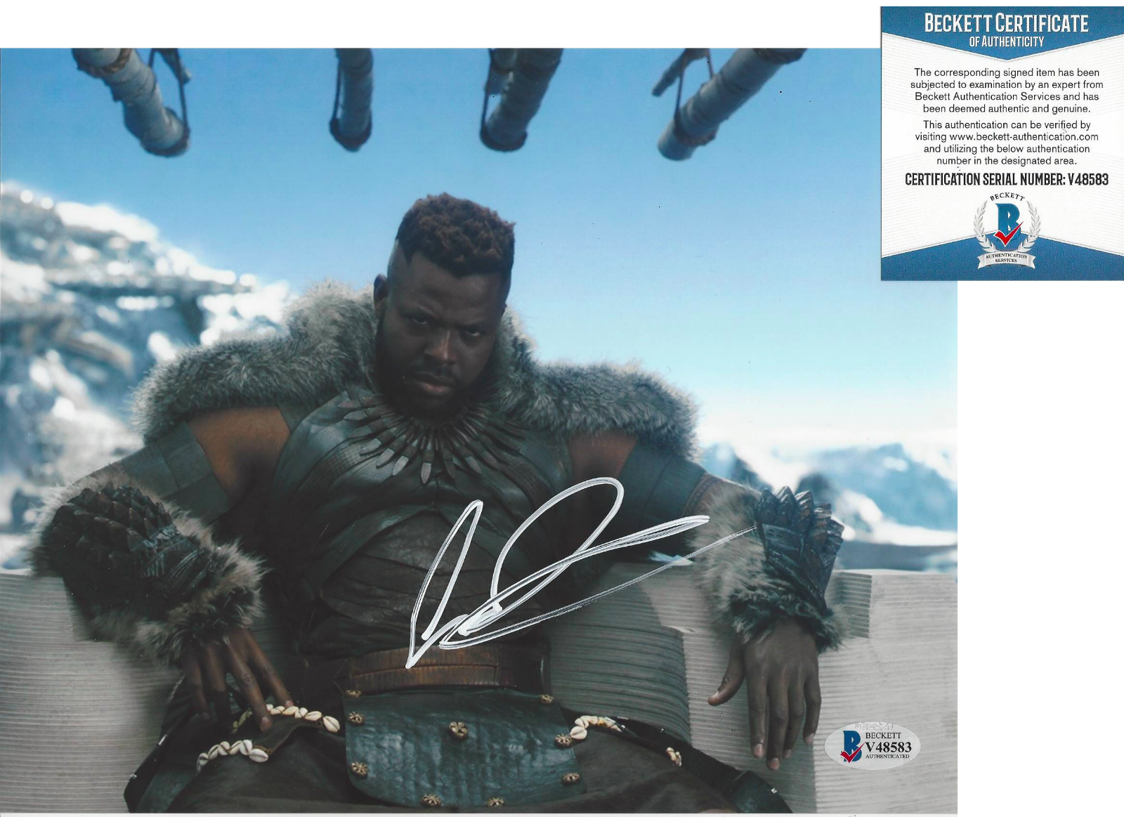 WINSTON DUKE SIGNED AUTHENTIC 'BLACK PANTHER' M'BAKU 8x10 Photo Poster painting BECKETT COA BAS