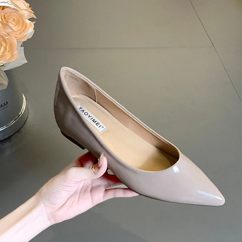 Breakj Breakj New Spring And Autumn French Nude Color In High-End Pointed Flat Shoes Women's Light-Mouthed Shoes Commute Fashion Single Shoes