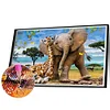 Diamond Painting-DIY Full Round Partial AB Drill Giraffe and Elephant(75x55cm)