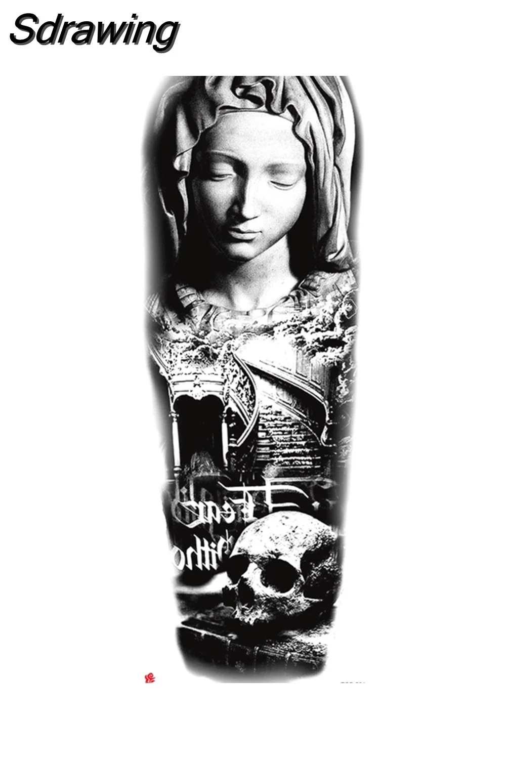 Sdrawing Arm Temporary Tattoo Wolf Lion Fish Horns Geometric Man Body Leg Rose Flower Phoenix Waterproof Sticker Cool Women Tatoo 715-0