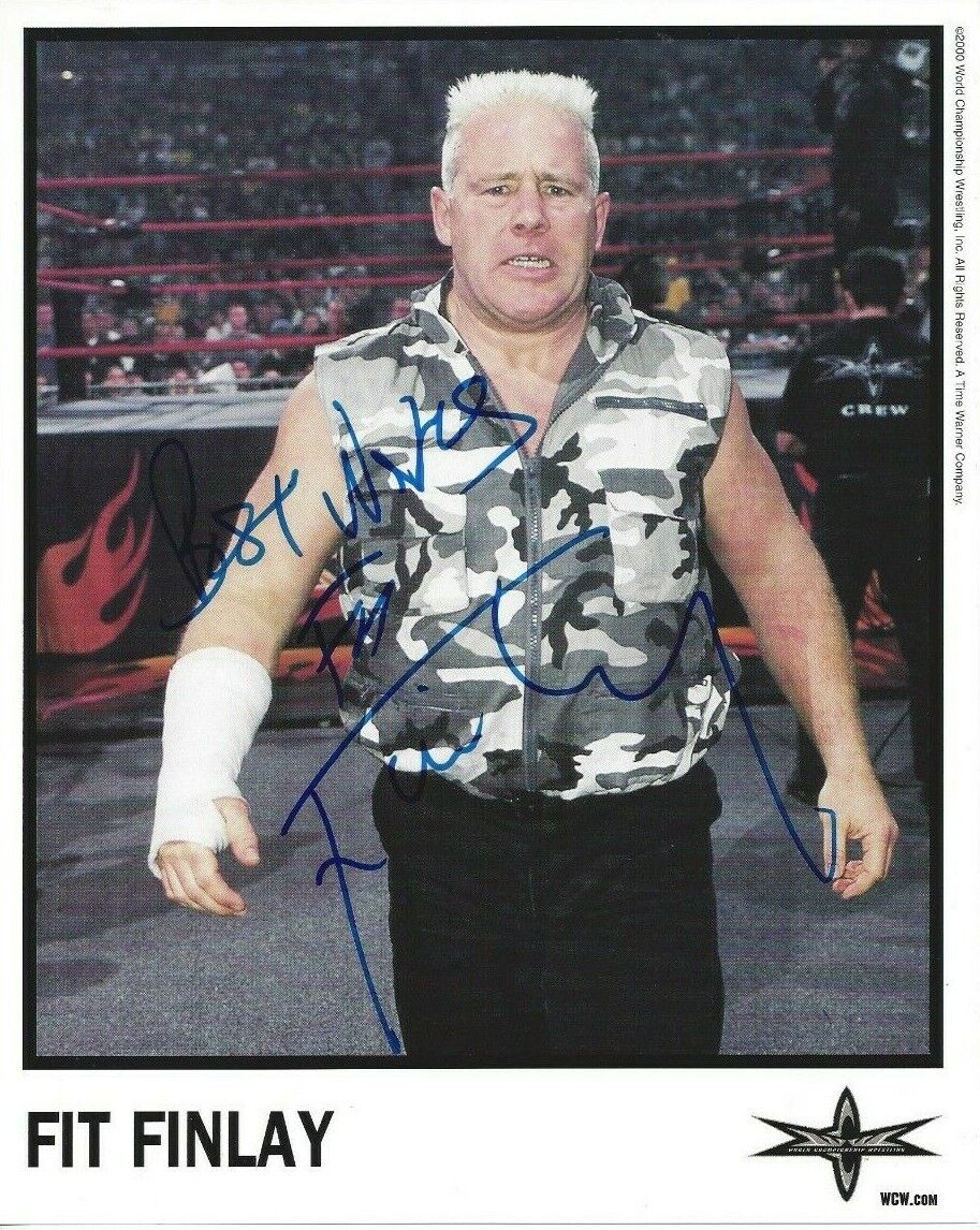 Fit Finlay Autographed 8x10 WWE WWF WCW Shipping Rare C274