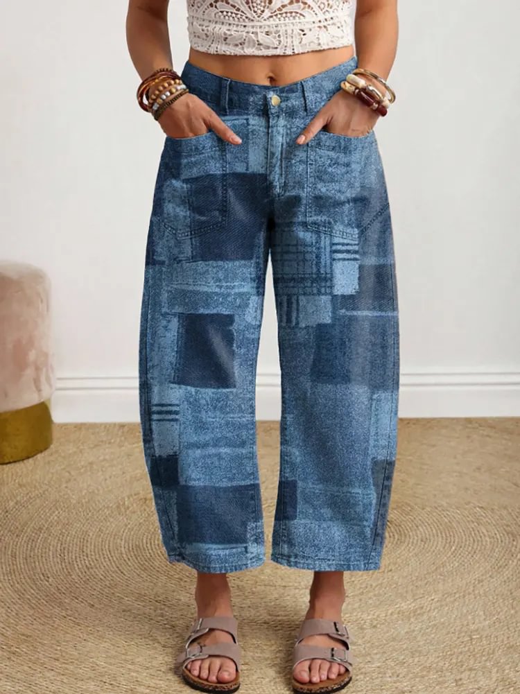 Ethnicity Geometry Patchwork Women's Art Print Jeans