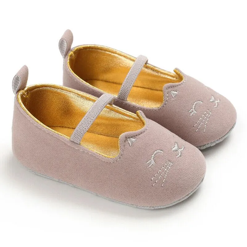 2020 Baby First Walkers Baby Shoes Newborn Infant Pram Mary Jane Girls Princess Moccasins Cats Print Soft Shoes