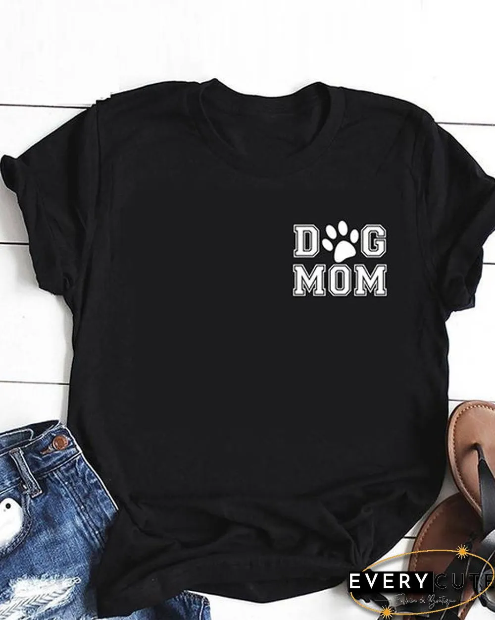 Dog Mom Cotton Tee Printed T-Shirt