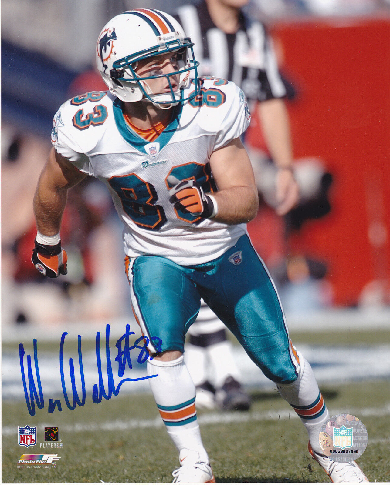 WES WELKER MIAMI DOLPHINS ACTION SIGNED 8x10