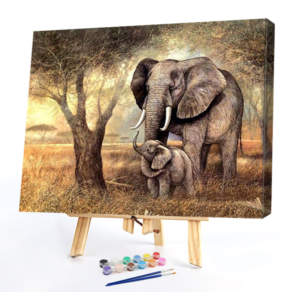 

50*40CM - Paint By Numbers - Elephants, 501 Original