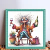 Lady Drinking Red Wine-11CT Stamped Cross Stitch 40*40cm/15.75*15.75in