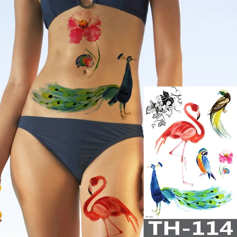 Waterproof Temporary Tattoo Sticker Animal Leopard Flash Tattoos Wolf Rose Flower Body Art Arm Fake Tatoo Women Men