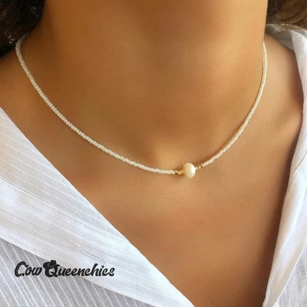 Freshwater Pearl Necklace (4 Color Options) White / Regular