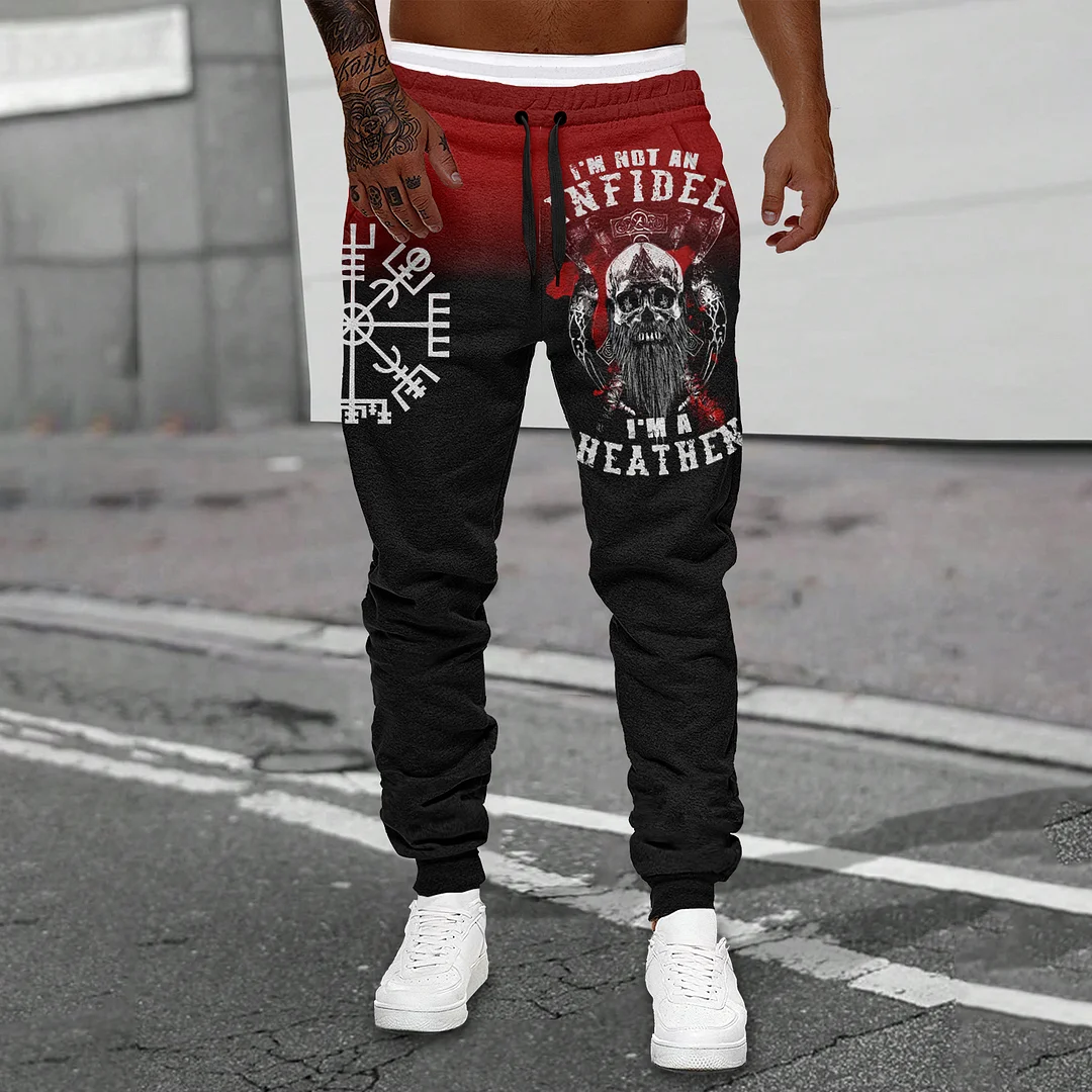 Viking Skull I’M Not An Infidel I’M A Heathen Casual Train Sweatpants
