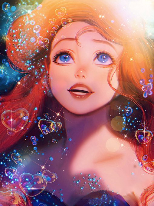 Anime Girl Disney Princess Mermaid Ariel 40*50CM(Canvas) Full Round Drill Diamond Painting gbfke