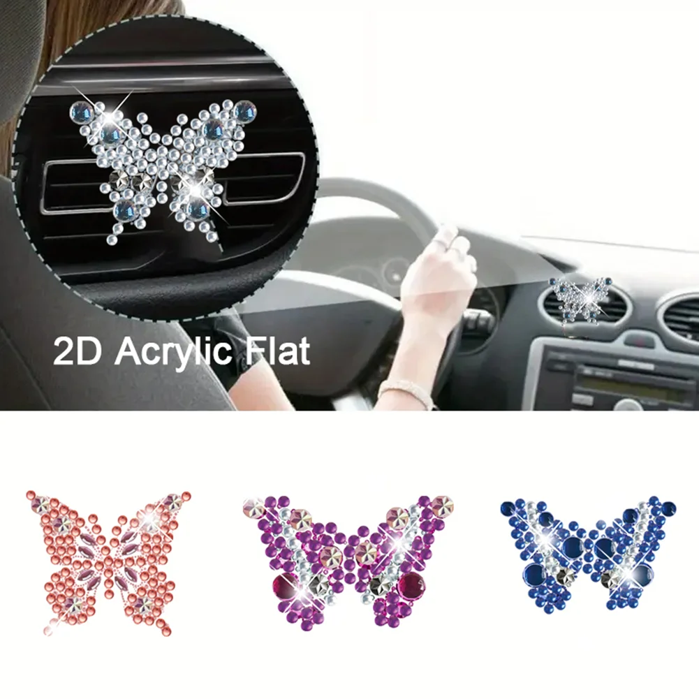 4pc Butterfly DIY Diamond Painting Car Air Vent Clip Air Freshener for Adult