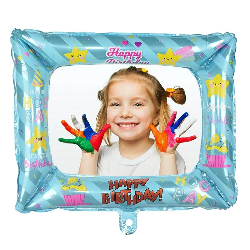 1Pcs Birthday Photo Booth Foil Balloons Happy Birthday Balloon Photo Frame Globos Photo props Birthday Party Decorations