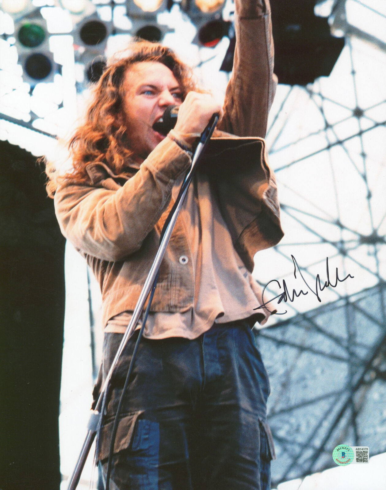 Eddie Vedder Pearl Jam Authentic Signed 11x14 Photo Poster painting Autographed BAS #AB14378