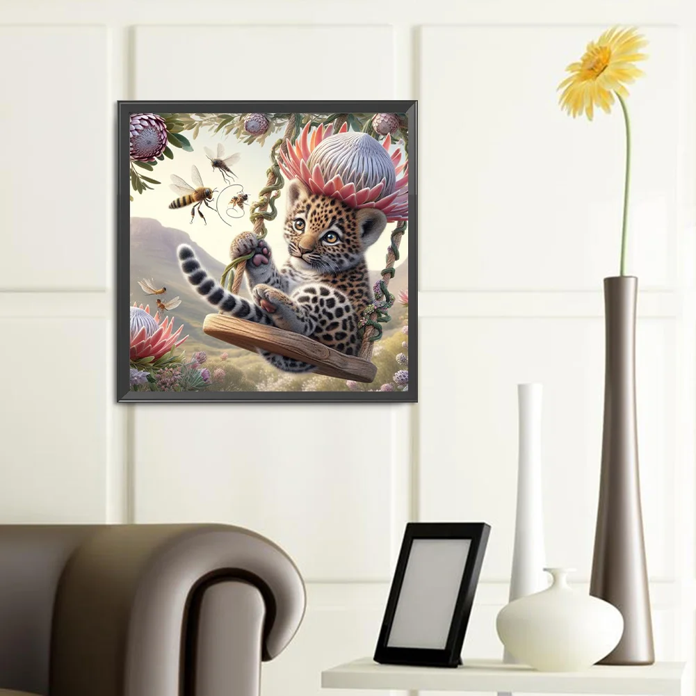 Diamond Painting - Full Round Drill - Swing Leopard(Canvas|40*40cm)