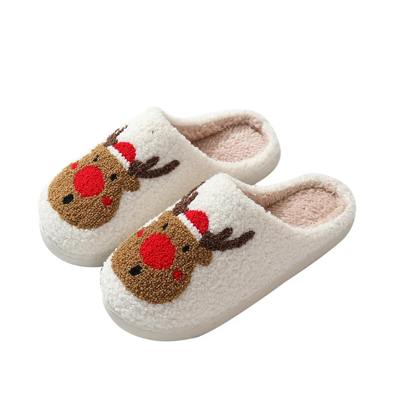 Unisex Embroidered Warm Home Santa Claus Cotton Slippers