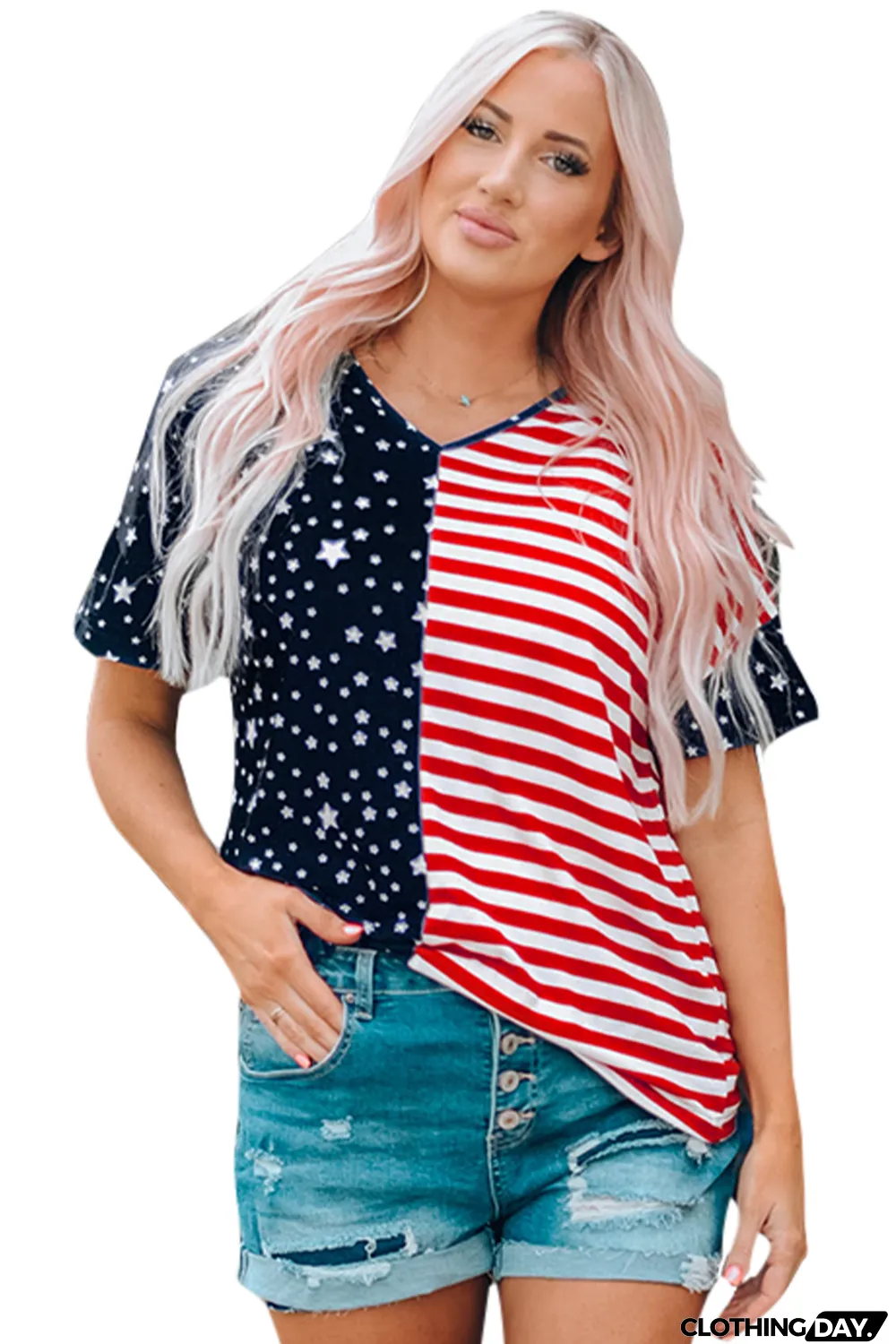 July 4th Stars and Stripes USA Flag Tee