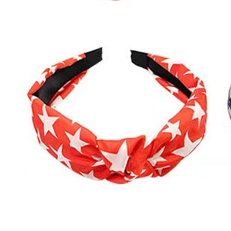 Cross-border United States New Fabric Hairband Knotted Wide-brimmed Hairband Five-pointed Star Stripe Pressure Shampoo Joker