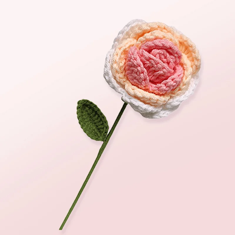 Mewaii® Finished Crochet Original Design Single Knitted Rose Flower
