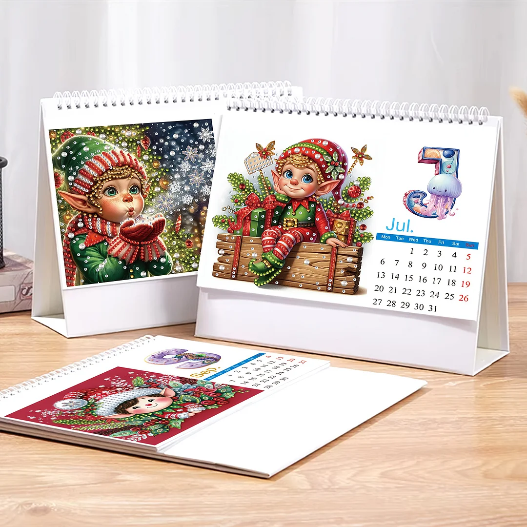 2026 Calendar Diamond Painting Kit Christmas Elf DIY Diamond Art Desk Calendar