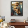 Framed Dog Sitting Toilet-Paint by Numbers Acrylic Painting 40*50cm(HOT)