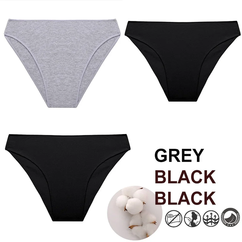 FINETOO 3PCS/Set M-XXL Panties Women Cotton Lingerie Woman Underwear Sexy Femme Underwear Girls Underpant Panty  7 Solid Colors