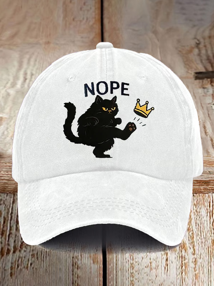  Retro No Kings In America Cat Crown Nope Baseball Cap Westsshops