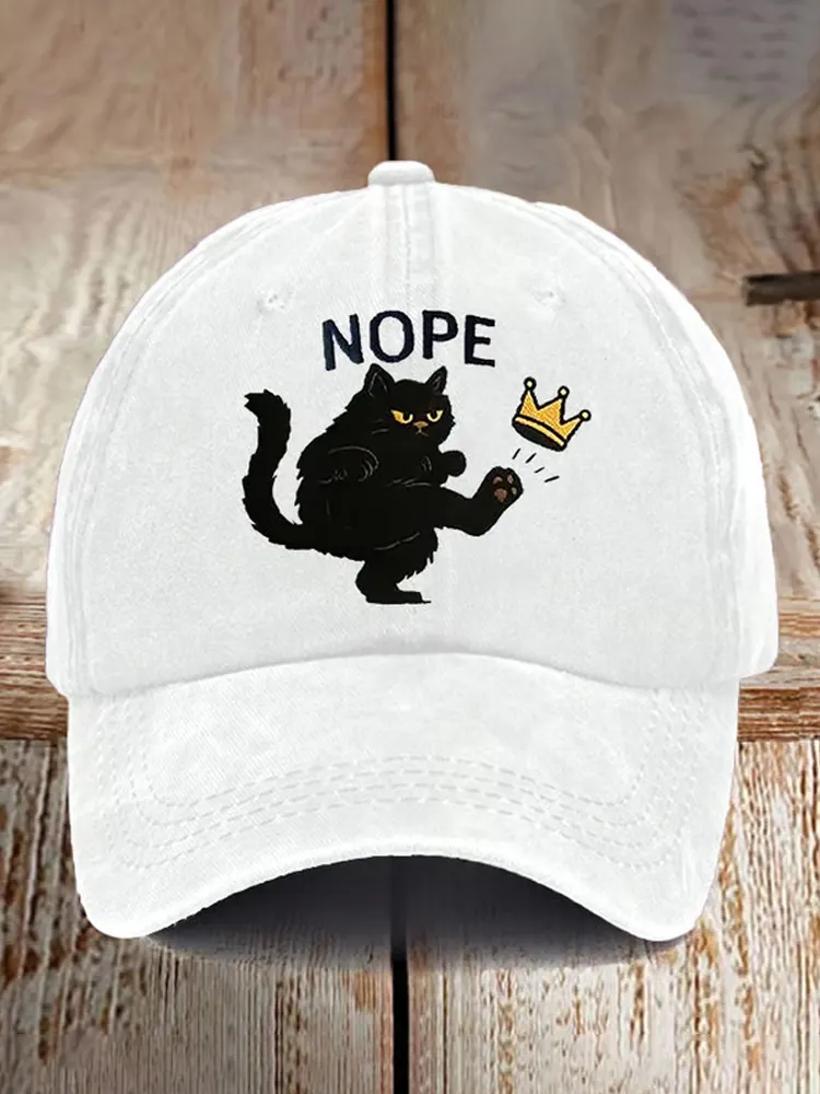 Retro No Kings In America Cat Crown Nope Baseball Cap
