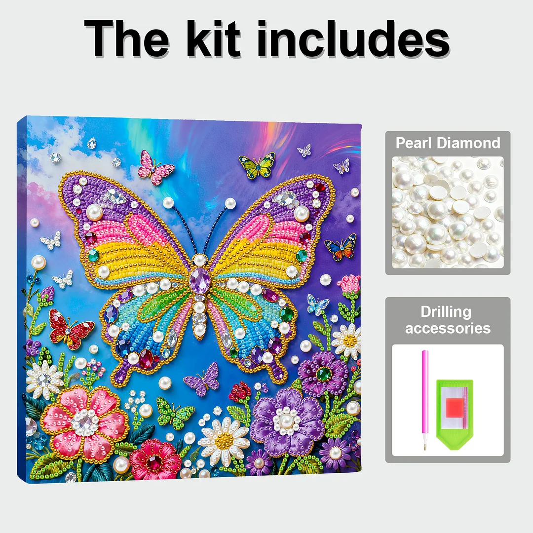 Butterfly Art Diamond Painting Kit for Adults Home Decor 25x25cm With Frame