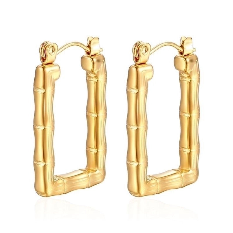 1 Pair Minimalist Classic Style Solid Color Plating 201 Stainless Steel 18K Gold Plated Earrings
