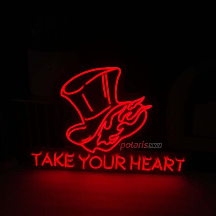 LED neon sign, Persona take your heart neon sign, Home decor, Wall decor, Custom neon sign