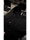 Heavy-duty Rhinestone-Studded Sweatshirt with Padded Shoulders