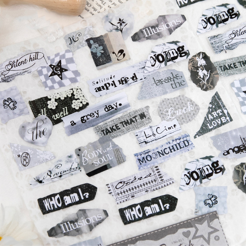 스티커 - 따뜻한 플리스 원단 시리즈 빈티지 영어 단어 라벨