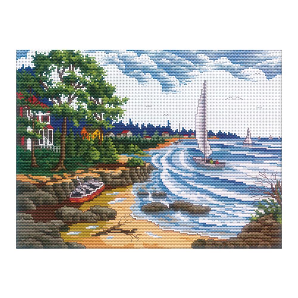 

Seaside Scenery - 11CT Stamped Cross Stitch - 50*40cm, 501 Original