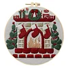 Christmas 11CT DIY Embroidery Needlepoint 25x25cm Holiday Craft Starter Set with Hoop and Scissors
