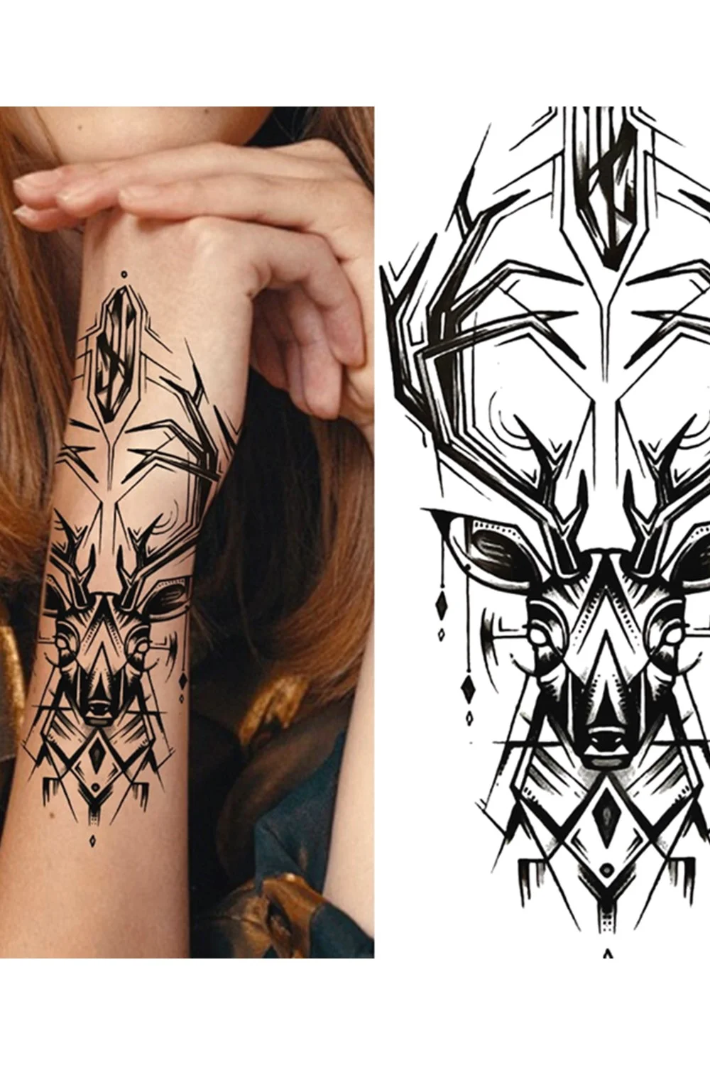  Forest Tattoo Sticker For Men Women Children Tiger Wolf Death Skull Temporary Tattoo Fake Henna Skeleton King Animal Tatoo 921-1