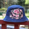 Women's Retro Ethnic Style Embroidered Denim Fisherman Bucket Hat