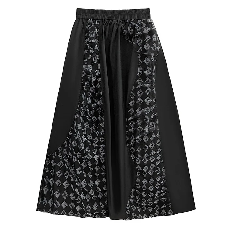Retro Splicing Mesh Elastic Waist Skirt - yankia