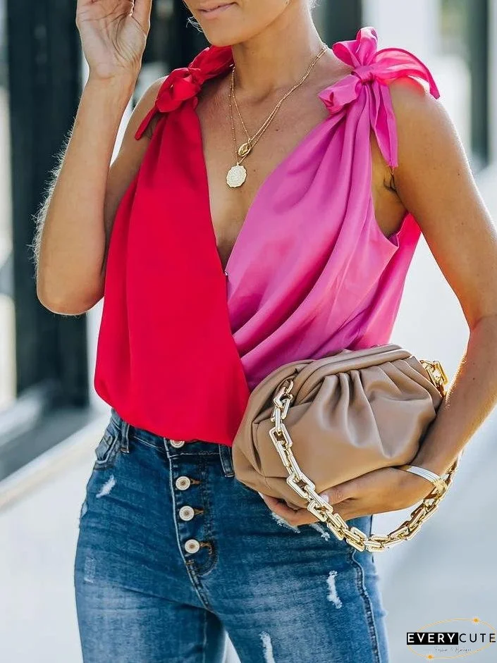 Contrasting Sleeveless Loose Tank Top